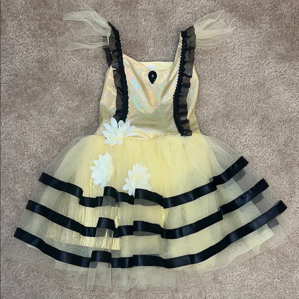 Yellow and Black Tulle Kids Costume Dress
